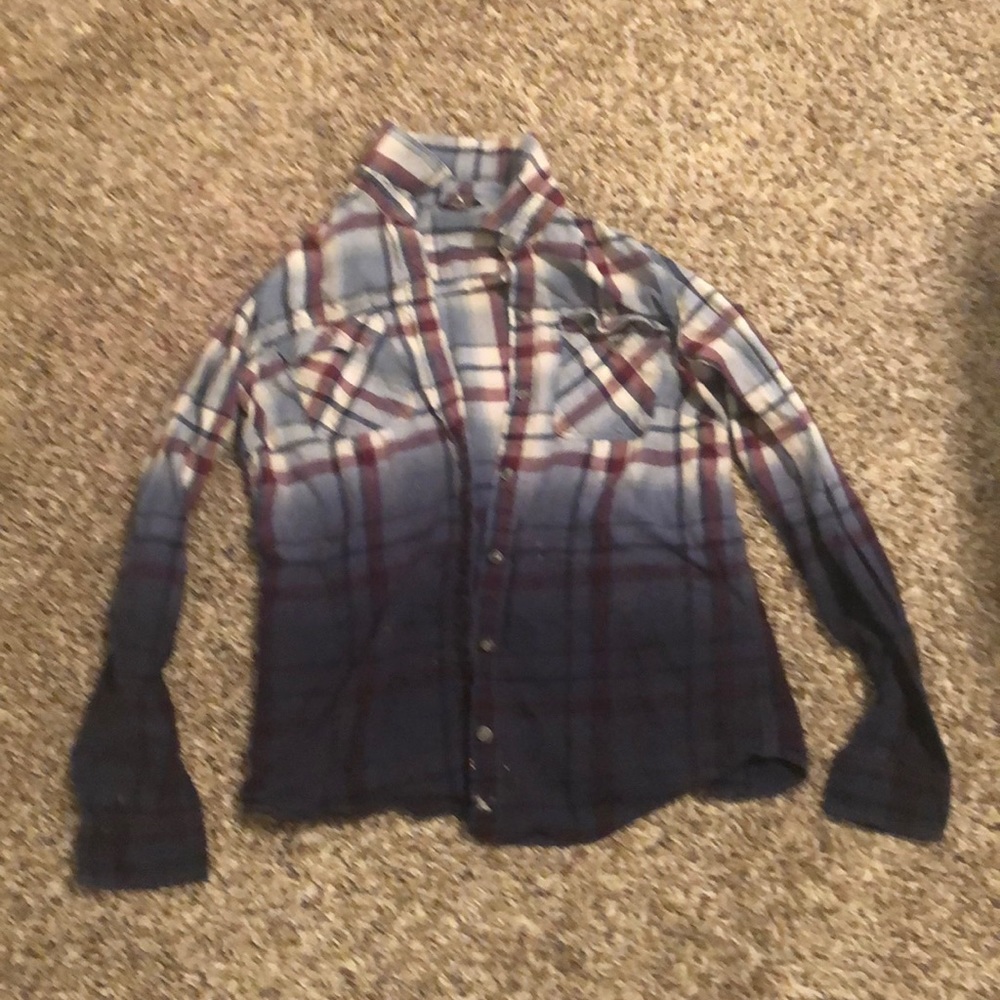 Eddie Bauer dip dyed plaid button down